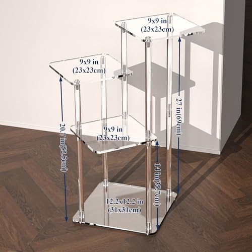 NiHome 4-Tier Clear Acrylic Side Table for Modern Homes, 27" High Easy Assembly Display Stand for LEGO Botanical Collection Sets,Figurine Display Shelf Riser for Plant Indoor,Collectibles & Room Decor