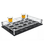 24 Shot Holder Tray Acrylic Shot Tray Clear Wine Glass Organizer Wine Display Holder Cups Display Accessories for Party, Bar, Club,Hole: 1.5 Inch - style: 1.57 inch hole - 4x6 arrangement (24 Holes)