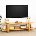 Bamboo TV Stand for TVs up to 65", Accent Entertainment Center with Storage, Media Console Table with Shelf, Modern TV Stand for Living Room, Bedroom, 55"(L), Burlywood - color: Burlywood