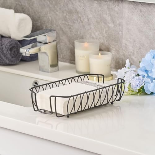 Black Guest Towel Holder Tray for Bathroom – Napkin Organizer for Disposable Paper Towels, Hand Towel Rack for Countertop, Modern Holder for Guest Bathroom Essentials and Powder Room - color: K - Black Napkin Holder for Bathroom, size: Guest Towel Holder