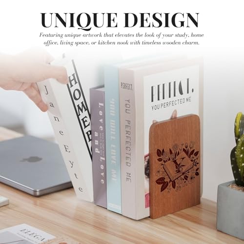 Wood Bookends, Book Ends for Shelves with Decorative Alphabet A and Z Design - Heavy Duty Iron & Ebony Wood Book Ends for Shelves Bookcase Desk - 1 Pair - Y - color: Y