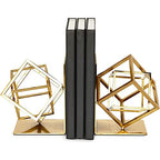 Juvale Gold Bookends - Heavy-Duty Metal Book Ends for Bookshelf Decor - Geometric Square Style for Decorative Books Display for Coffee Table & End Table Decor - 5 x 6 x 3 in, Pack of 2