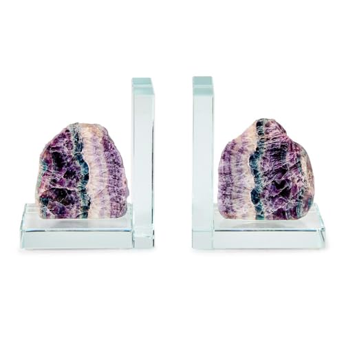 Two's Company Fluorite Quartz Crystal Bookends, 9.5-Inch, Set of 2