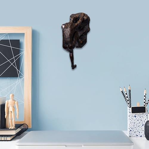Climbing Man Wall Sculpture – Resin Decor Figure, Modern Art Accent, Black Home Ornament | Unique 3D Hanging Statue Piece, Artistic Abstract Wall Decoration Setup Living Room Bedroom Workplace Design - size: Trumpet Hands Climbing, style: Black