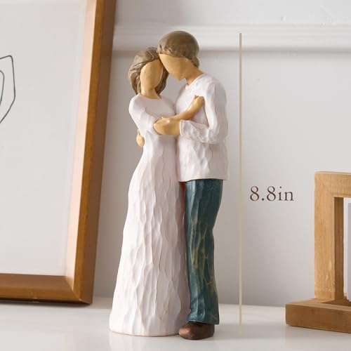 NAN ZAI NAN FANG Couple Figurine Romantic Wedding for Wife Couples 8.8" Resin Hand Painted Sculpture Couple Statue Best Marriage Anniversary Valentine Birthday Gift for Her Girlfriend Women - style: Love and Promise