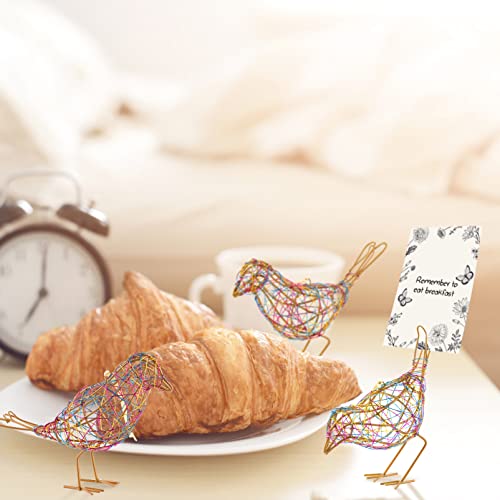 Modern Bird Statue Table Decor Set of 3 - Christmas Ornament - Handmade Metal Bird Sculptures with Colorful Wire Weaving, Multi-Pose Rustic Home Accent - color: Colorful