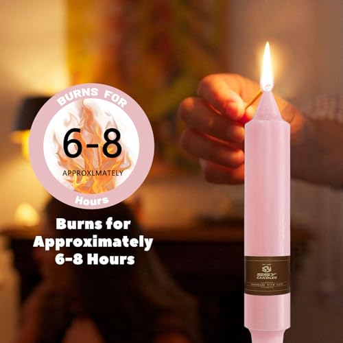 NJAO HOO Pink Short Taper Candle 7 Inch Candlesticks Unscented Dripless Tapered Candle Set for Home Decor Wedding Party Dinner Candles, 4 Pack - color: Pink, size: 7 In
