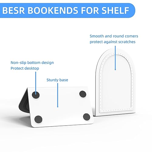 10 Pair Bookends Metal Book Ends Universal Economy Bookend (White, 10 Pair) - color: White, size: 10 Pair