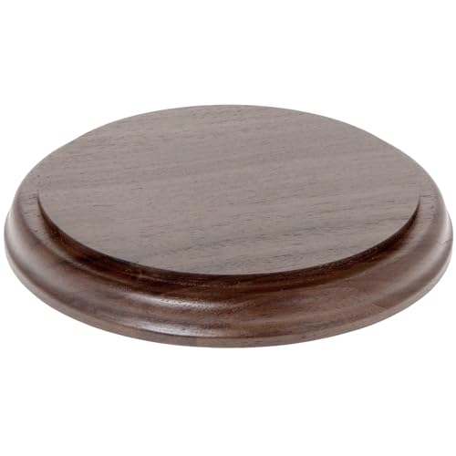 Plymor Solid Walnut Round Wood Display Base with Ogee Edge, 6.25" W x 6.25" D x 0.75" H - size: 6.25" x 6.25" x 0.75"