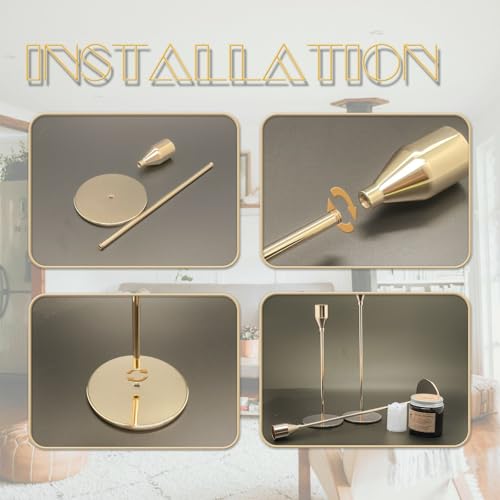 3Pcs French Gold Candlestick Holders Set Fit 3/4" Tall Taper Candle Home Decorative Table Centerpieces for Family Dinning, Party Decoration - color: French Gold, size: 3 set