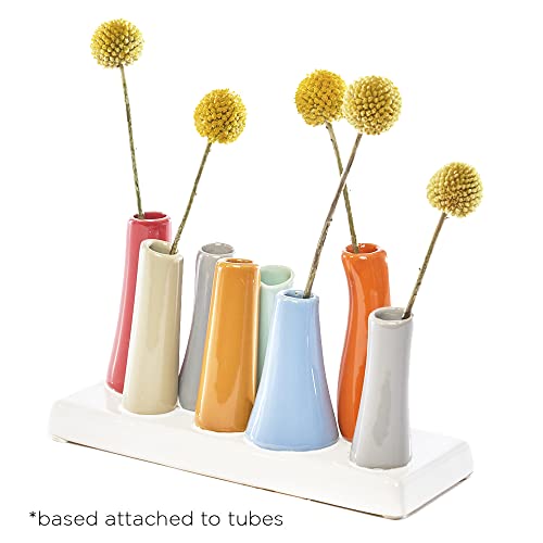 Chive - Pooley 2, Ceramic Flower Vase, 8-Tube Shape (Orange) - color: Orange