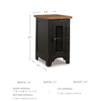 Signature Design by Ashley Valebeck Rustic Farmhouse Chair Side End Table with Cabinet Door, Distressed Black - color: Black