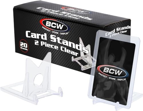 BCW 2-Piece Card Display Stands | Showcase Top Loaders, Magnetics, Screwdowns |Trading Card Display| Card Display Stand | Card Stand | Semi Rigid Card Holder Stand (20 Pack) - color: 20 Pack