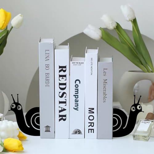 Bookends Cute Snail Metal Book Ends, Novelty Decorative Bookends for Bookshelf, Book Organizer for Desk Home Office School Bookshelf Decor, Black - 1 Pairs - color: Cute Snail