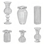 H&D HYALINE & DORA 6 Pcs Mini Glass Flower Vases Cat Whisker Vase Clear Miniature Ribbed Vases for Centerpieces, Wedding Reception Table Decorations(1.2-2.5 in)