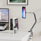 Houele Tablet Stand Holder, Adjustable Foldable Tablet Arm iPad Desk Mount with 360°Rotate Base, Phone Holder iPad Stand for Desk and Bed, Compatible with Tablets, Phones or Other 4-15.6" Device - color: Grey