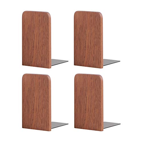 Muso Wood Book Ends for Shelves, Non-Slip Bookends, Heavy Duty Wooden Bookend Support for Books and Movies (Sapele 2 Pairs) - color: Sapele-2 Pairs