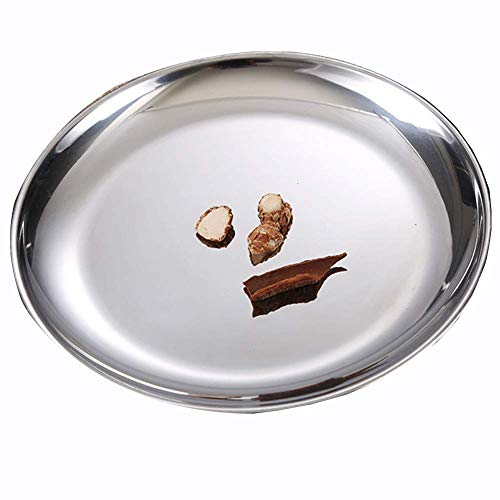 Steel Plates 2 Set 8 Inch Metal Round Dinner Plate Dishes for Serving/Snack/Camping, Dishwasher Safe Metal Dinner Plate - size: Silver 8 Inch
