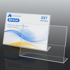 8 Pack Slanted Back Acrylic Sign Holder 5x7 inches,Clear Tabletop Sign Holder,Acrylic Picture Frames Stands for Display,Plastic Flyer Menu Holder for Office,Home,Restaurant（Horizontal）