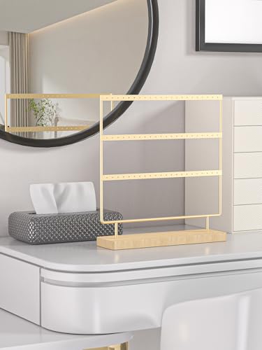 Earring Holder Organizer,Pierced Large Earrings Display Stand For Selling,Small Stud Earring Organizer Rack,Hoop Earring Storage Hanger Tree (Golden, 3 tier) - color: Golden, size: 3 tier