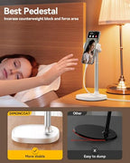DIMONCOAT Adjustable Aluminum Alloy Cell Phone Stand - White, Universal Compatibility with 4-7 inch Devices, 180° Flip & 360° Rotation - color: WHITE - 6X STABLE WEIGHTED BASE, size: For 4-7 Inch