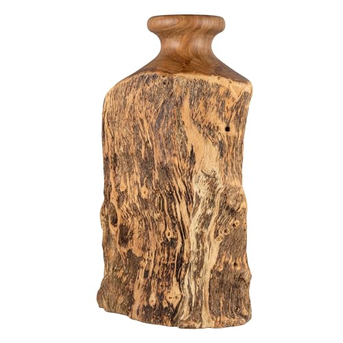 Vitex Pubescens Vahl Wooden Vase, Handcrafted from a Single Block of Natural Wood, Unique Decorative Vase, 11.8" H x 5"x6.5" D