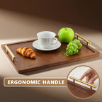 Bamboo Serving Tray with Metal Handles(15.75x11.81inch) | Home Decorative Rectangle Ottoman Platter Bathroom Vanity Tray for All Occasions, Including Installation Tools