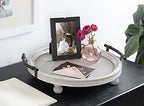 Kate and Laurel Bruillet Farmhouse Round Tray, 15 inch Diameter, Rustic Gray, Wooden Tray for Coffee Table - color: Gray
