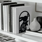 Peacoblue Metal Bookends for Shelves, Modern Decorative Heavy Duty Study Book Support Stoppers for Office, Desk, Shelf, Room 4.7"x3.5"x7.9" Cast Iron Simple Bookends, 1 Pair (Rabbit and Butterfly) - style: Rabbit and Butterfly