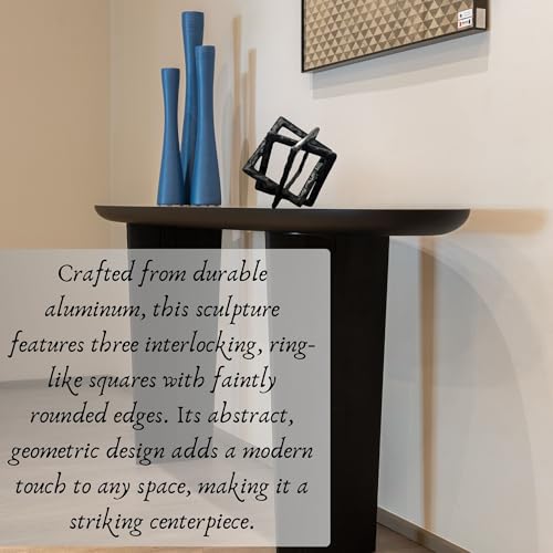 Small Decorative Handmade Small Aluminum Modern Art Sculpture for Coffee Tables & Consoles – Abstract Geometric Design, Black Matt Finish | Collectible Figurines