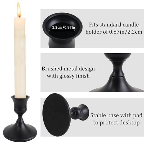 Vintage Black Taper Candle Holders Set of 2, Metal Candlestick Holders Elegant Handcrafted Décor for Weddings, Dining & Meditation,Table Centerpiece, Party, Christmas Decoration or Home Decor - color: Black, size: 2PC