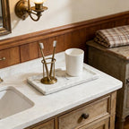 Marble Tray, Stone Bathroom Tray for countertop, Small White Marble Vanity Tray for Perfume, Skincare & Bathroom Accessories