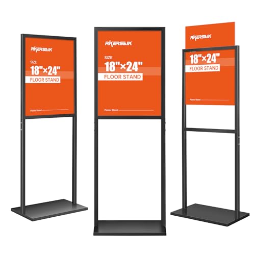Sign Holder Stand, heavy Duty Pedestal poster for display,18×24 inch slide-in double sided banner poster floor sign holder for indoor Display (18×24) - size: 18×24