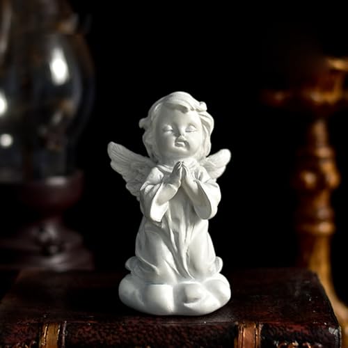 OwMell Little Angel Statue Figurine, Resin Cherub Statue Sleeping Angle Sculpture, Remembrance Healing Sympathy Gift for Memorial, Shelf Home Living Room Desktop Office Decoration - Praying - color: Praying Angel