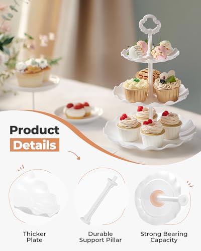 Kootek Dessert Cupcake Stand, 10pcs Dessert Table Display Set, 3 Tiered Cup Cake Holder Tower Stand Riser& Cookie Serving Trays for Wedding, Tea Party, Birthday, Baby Shower - color: Bright White, size: 10 Set