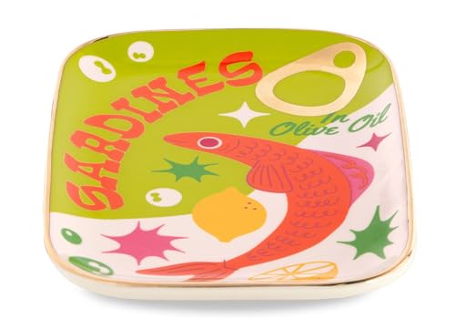 ban.do Novelty Trinket Tray, Ceramic Jewelry Dish, Small Decorative Tray for Keys or Decor, Cute Catchall Tray, Sardines