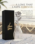Forever Rose Bloom Box & Phantom Vase Combo, Platinum Dipped Rose in a Personalized Gift Box That Says I Love You Embossed in Gold Foil, Unique & Everlasting Gift for Any Occasion - color: "I Love You" Platinum Dipped Rose (Phantom Vase & Bloom Box)
