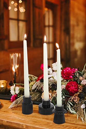 Vixdonos Taper Glass Candlestick Holders Tealight Candle Holders for Table Centerpieces, Wedding Decor and Dinner Party (3 Pcs, Black) - color: Black, size: 3 Pcs
