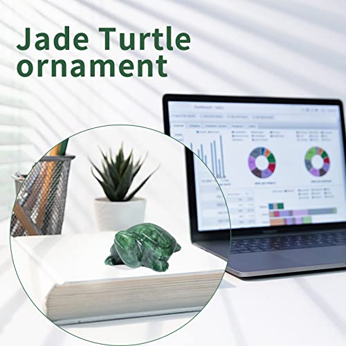 Jade Turtle Statue Natural Jade Gemstone Cute Animal Sculpture for Longevity and Luck 3 Inch - color: Green Jade Turtle-1