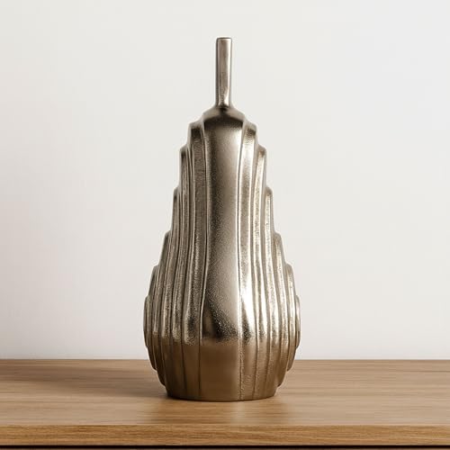 Pear Statuary Decorative Sculpture – Aluminum Metal Modern Home Decor, Decorative Object – Contemporary Shelf Art & Coffee Table Decor for Living Room & Office – 8", Gold