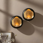 NativeSkins Solara Metal Wall Candle Sconce Set of Two Wall Candle Holders - Set of 2 Handcrafted Decorative Tea Light Sconces for Living Room Gold Tea Holder