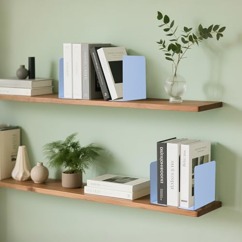 Book Ends, 2 Pieces Metal Bookend for Shelves, Bookends for Heavy Books, Book Holders for Shelves, Desk Organizers, Book Dividers for Office, School, Bookstore, Home - color: D-blue-smooth Surface, size: 2 Pieces