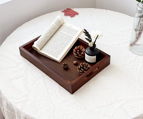 Serving Tray with Handles - 11.4x7.8 Inch Rectangular Bamboo Tray for Kitchen, Coffee Table, & Ottoman - Multi-Purpose Decorative & Food Tray for Organizing, Serving, and Entertaining - size: 11.4" x 7.8" x 1.6"