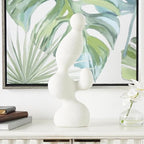 Deco 79 Polystone Abstract Decorative Sculpture Curved Shaped Home Decor Statue with Speckled Texturing, Accent Figurine 7" x 4" x 18", White - size: 7" x 4" x 18"
