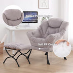 Tiita Modern Lazy Chair with Ottoman, Large Accent Armchair, Leisure Sofa Armchair with Footrest for Bedroom, Living Room, and Dorm Rooms - color: Light Grey