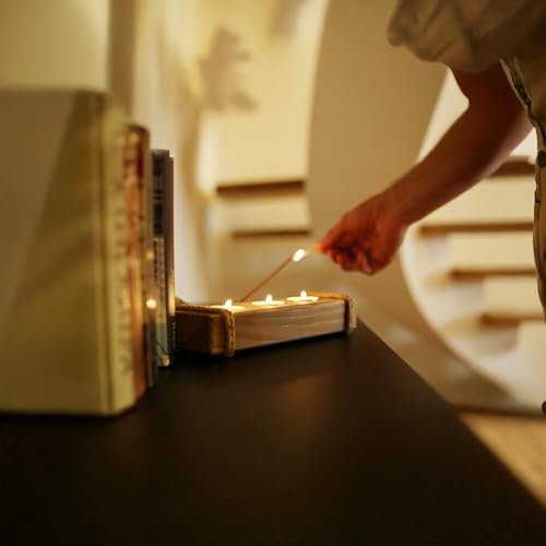 Wooden tealight Candle Holder - Rustic Tea Light Holder - Cool Wood Farmhouse Table Decor - 3 Tea Lights Candle Holder Tray - Cute Brown Tea Candle Holders