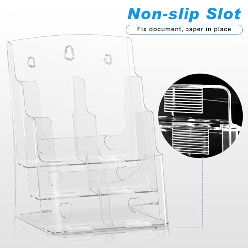 xydstay Acrylic Brochure Holder 8.5x11 Inches, 3 Tier Clear Display Stand Slant Back Design, Plastic Table Stand Sign Holder with Divider Wall Mount xydstay Acrylic Brochure Holder 8.5x11 Inches, 3 Tier Clear Display Stand Slant Back Design, Plastic Table