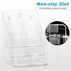 xydstay Acrylic Brochure Holder 8.5x11 Inches, 3 Tier Clear Display Stand Slant Back Design, Plastic Table Stand Sign Holder with Divider Wall Mount xydstay Acrylic Brochure Holder 8.5x11 Inches, 3 Tier Clear Display Stand Slant Back Design, Plastic Table