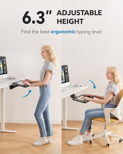 HUANUO Keyboard Tray Under Desk, 360 Adjustable Ergonomic Sliding Keyboard & Mouse Tray, Under Desk Keyboard Tray Slide Out, Keyboard Holder Under Desk for Typing in Home, Office Work, 25"W x 9.84"D - color: Black