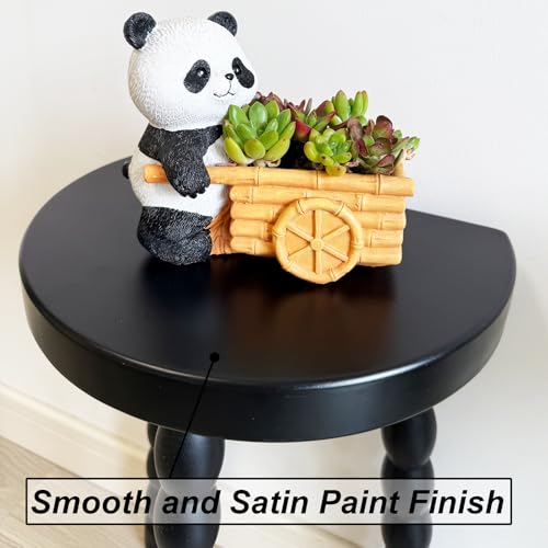 LitaEther Wooden Bobbin Side Table - Plant Stand - Half Round Table - Wooden Accent Stool- Minimalist Decorative Table for Bedroom, Hallway, Living Room (2, Black) - color: Black